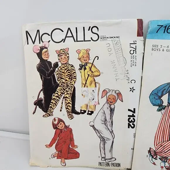 Lot 3 Sewing Patterns Kid Halloween Costumes McCall Simplicity Clown Witch Bunny - Picture 2 of 7